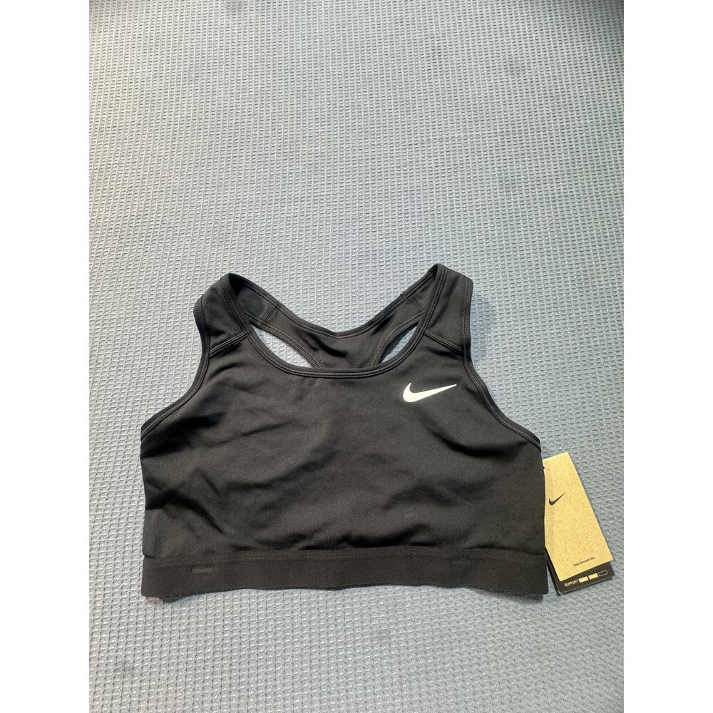 Nike‎ Swoosh Bra Women Sz L Black Brand New